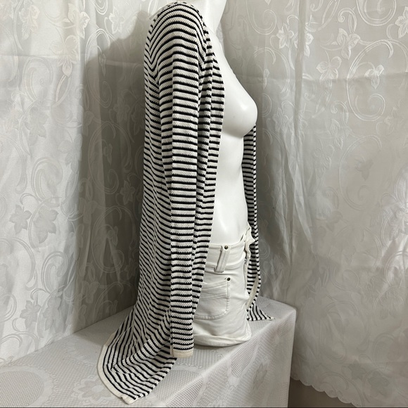 TWIK Black&White Striped Long Sleeve Knit Cardigan - Picture 7 of 9
